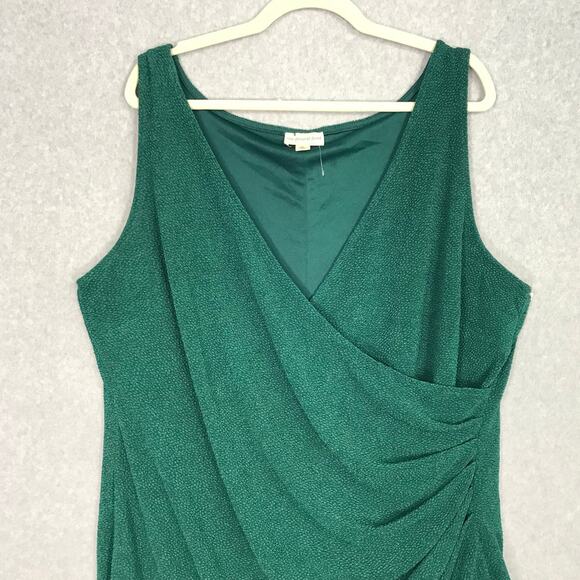 General Good Dress 2X Wrap Ruffle Textured Slinky Liquid Career Stretch Kelly - Picture 2 of 13